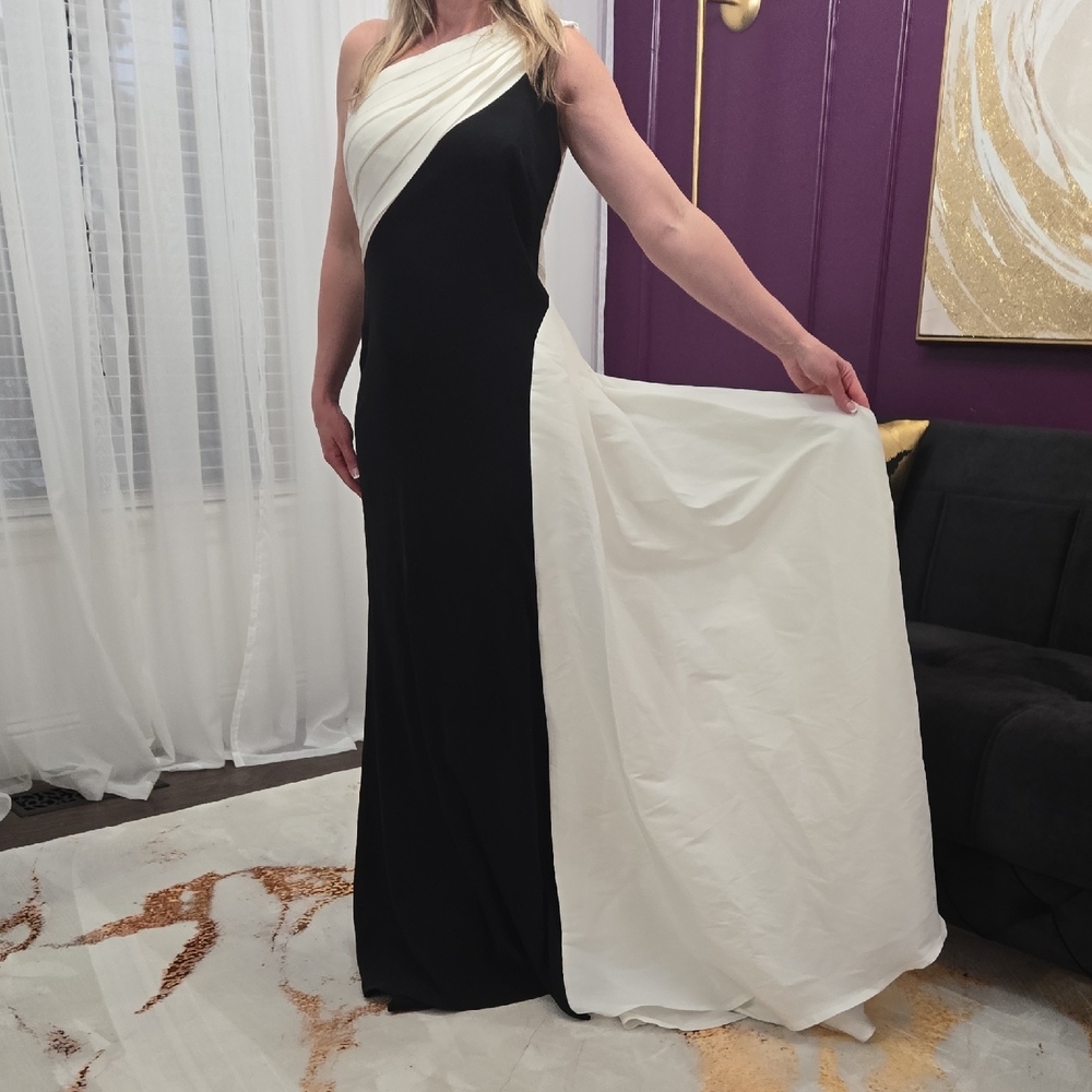 Elegant Black and White Evening Gown